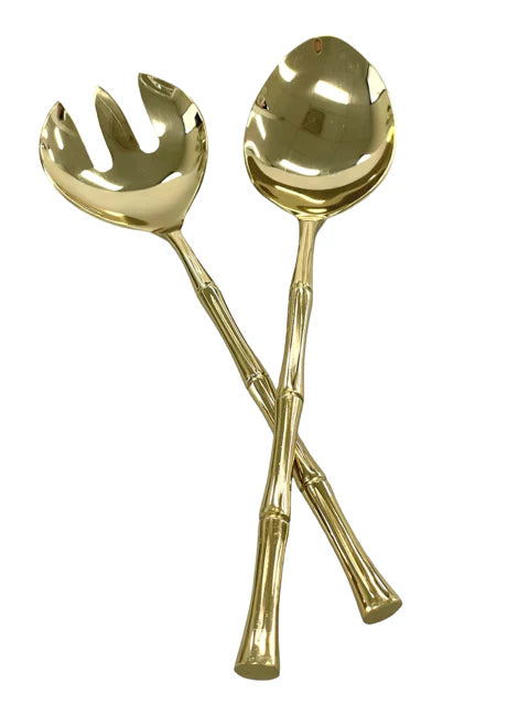 FLAIR Bamboo Salad Servers GOLD