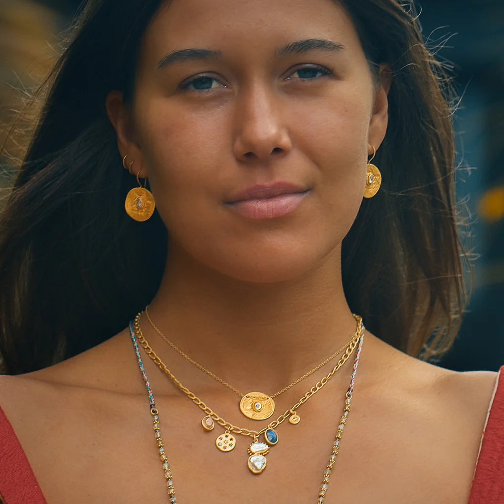 RT24 Cleopatra Coin Necklace CUBIC ZIRCONIA