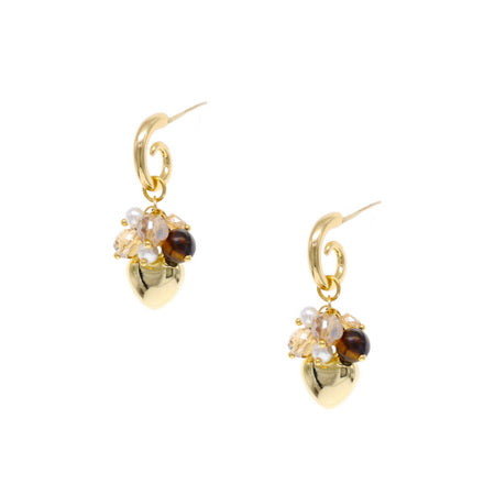 Amber Cluster Heart Earring