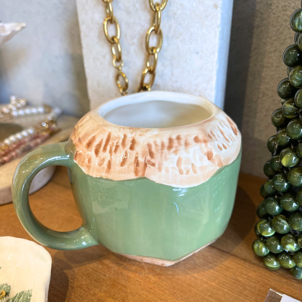 ISLAND TRADERS Coconut Mug OLIVE