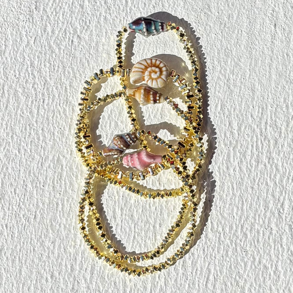 HEI TAI Gold Charm Bracelet CONCH SHELL PINK