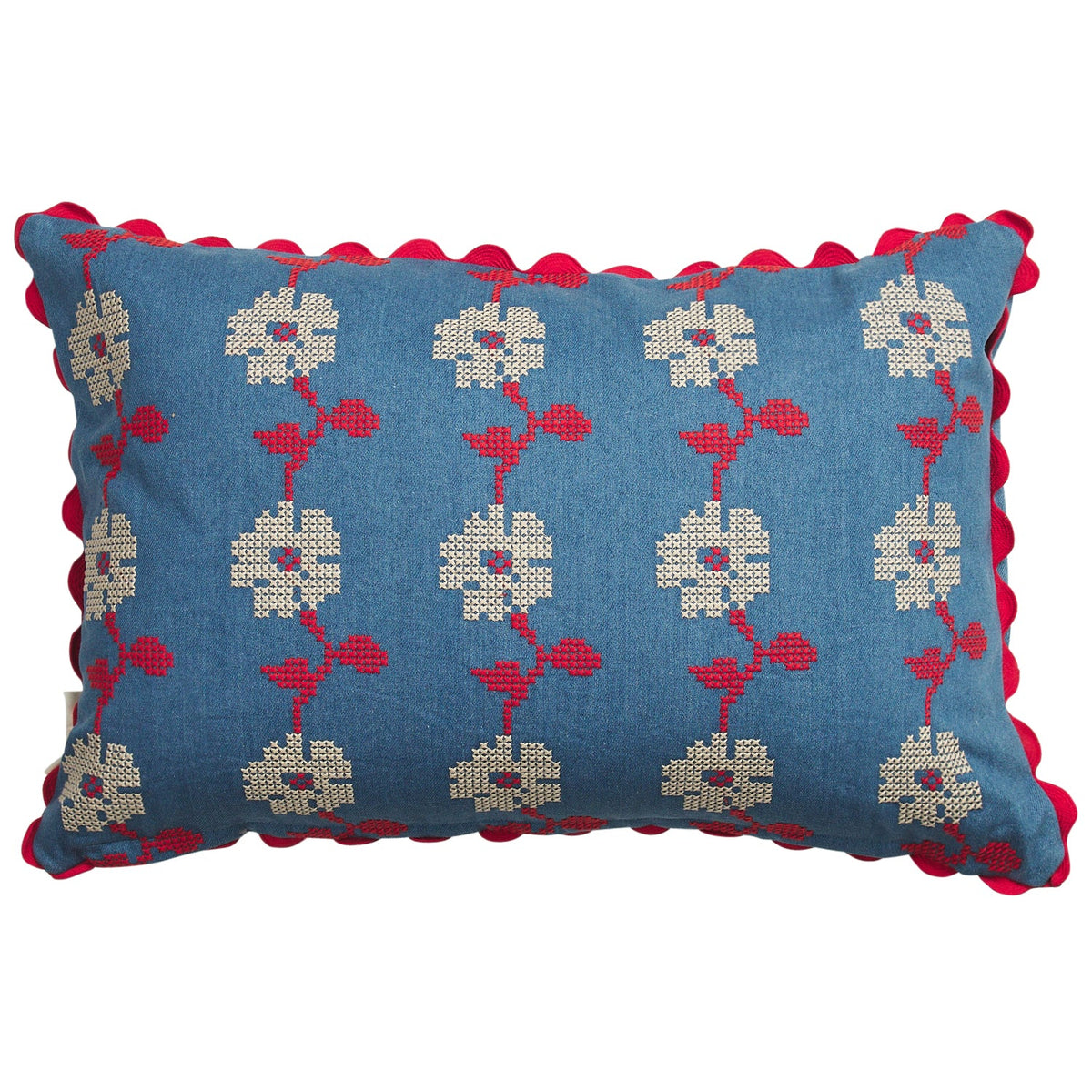 SAGE X CLARE Anneliese Reversible Denim Cushion POPPY