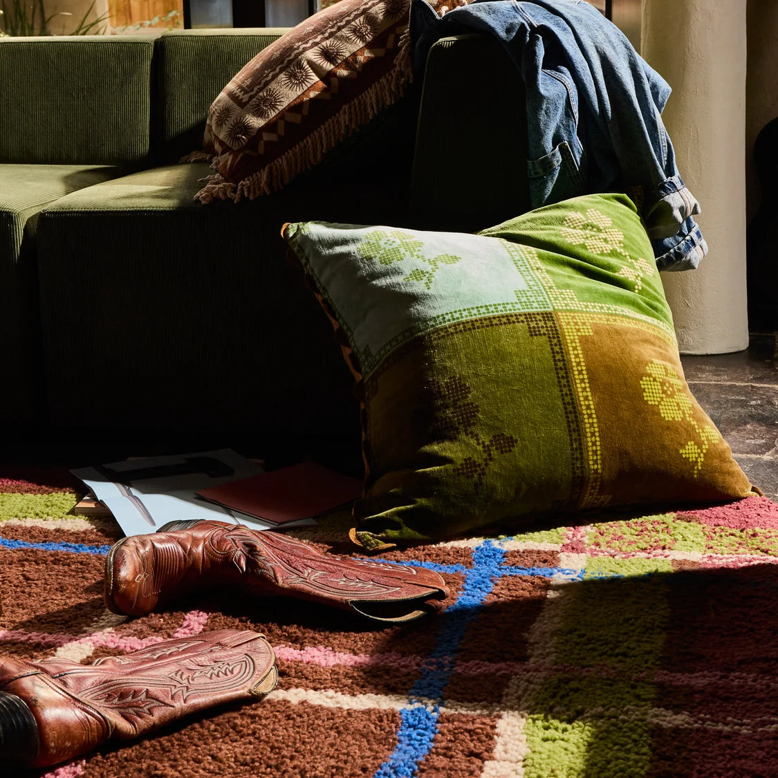 SAGE X CLARE Bonny Reversible Velvet Cushion TIGERS EYE