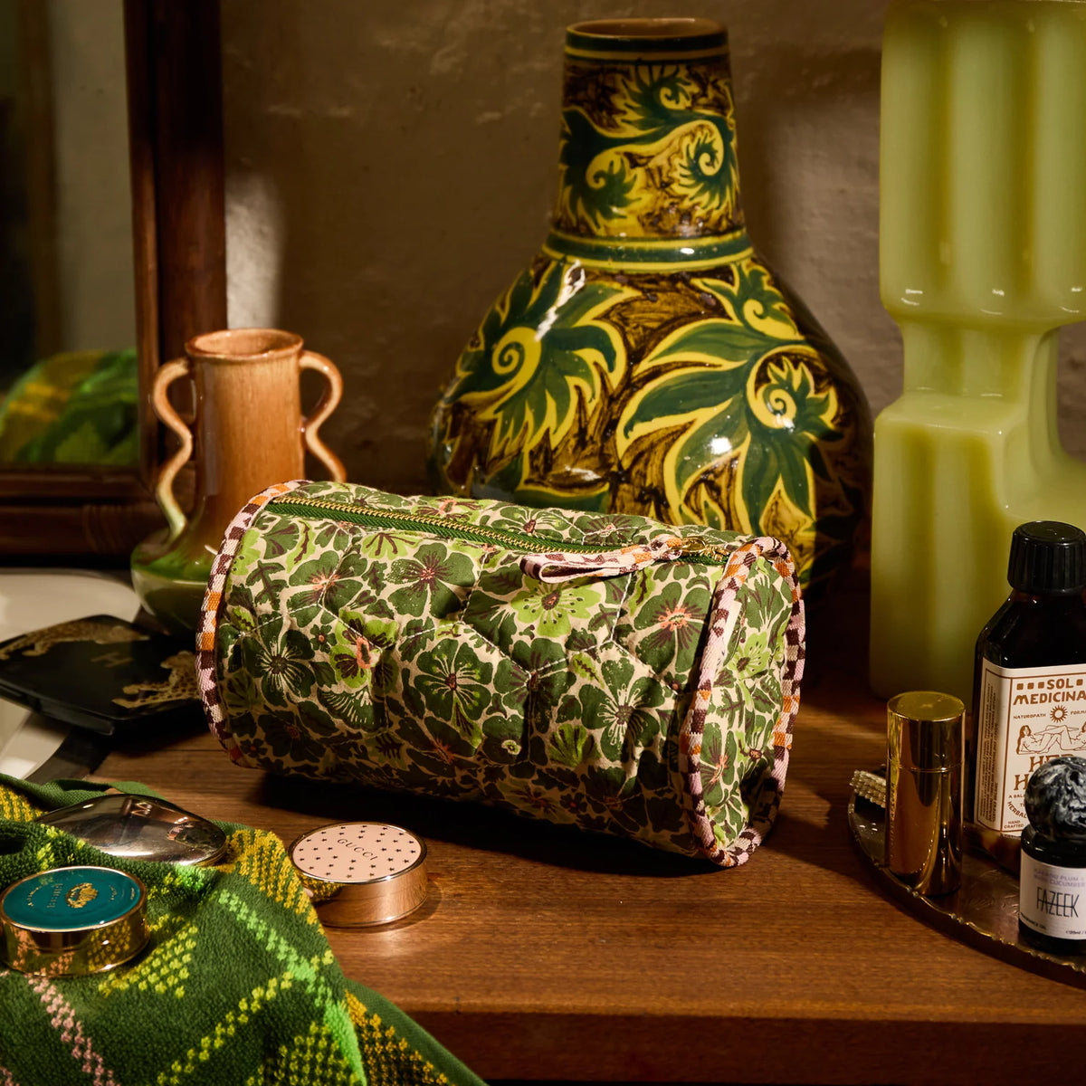 SAGE & CLARE Magnolia Makeup Bag CACTUS GREEN