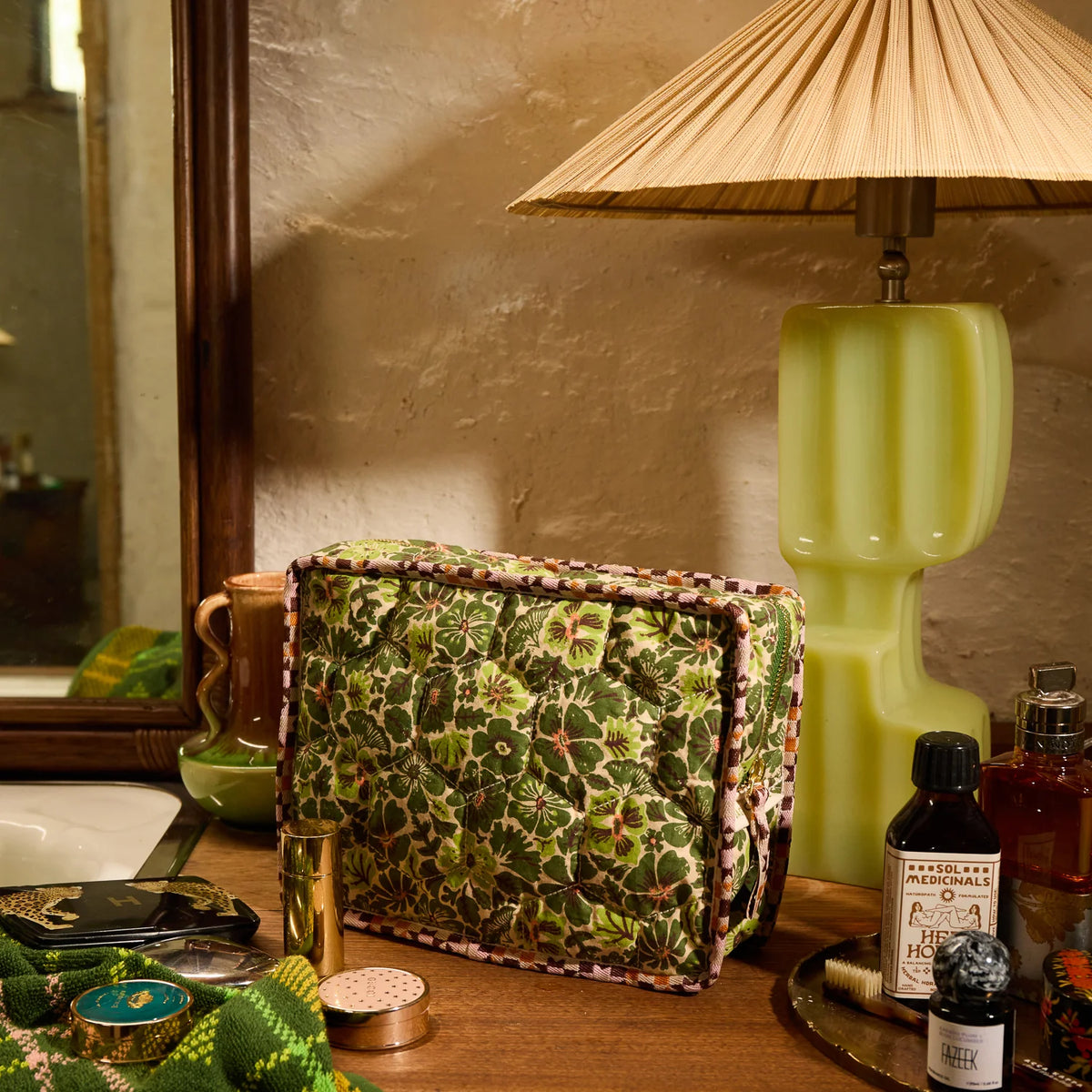 SAGE & CLARE Magnolia Vanity Bag CACTUS GREEN