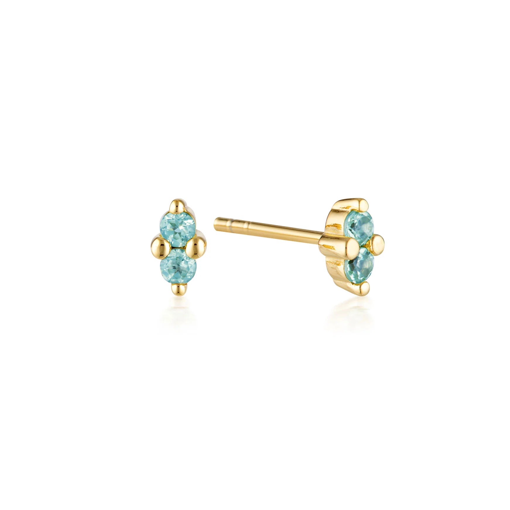 LINDA Birthstone Stud BLUE TOPAZ GOLD