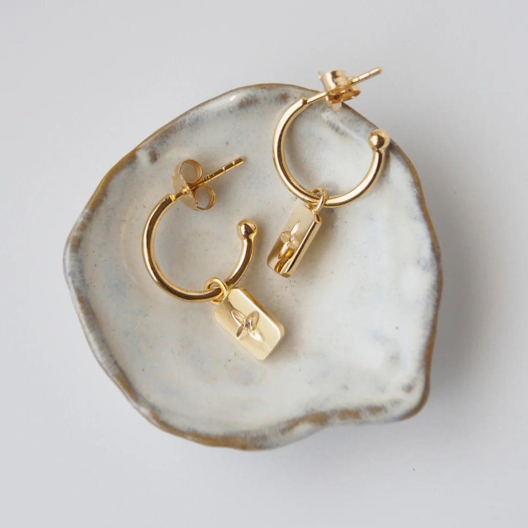 MURKANI Desert Flower Rectangle Earrings GOLD