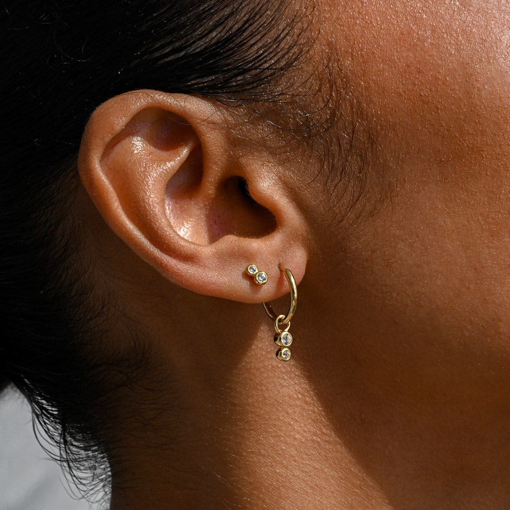LINDA Duo Stud White Topaz GOLD