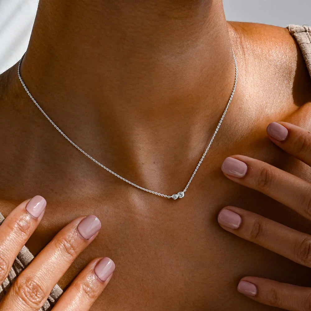 LINDA Duo Necklace White Topaz SILVER