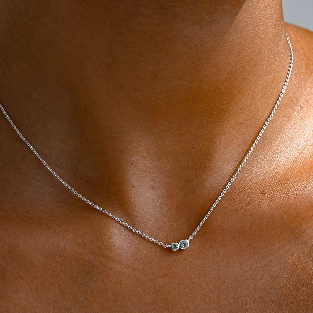 LINDA Duo Necklace White Topaz SILVER