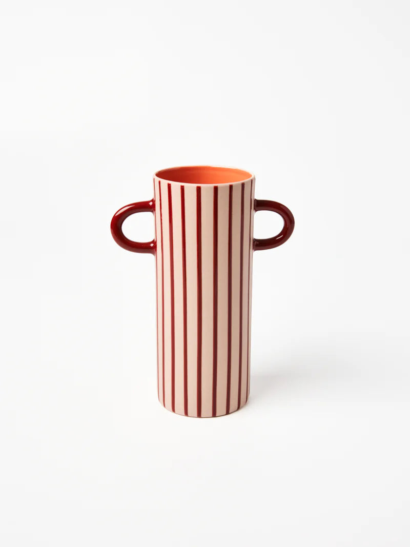 JONES & CO Griffe Bud Vase PINK PINSTRIPE