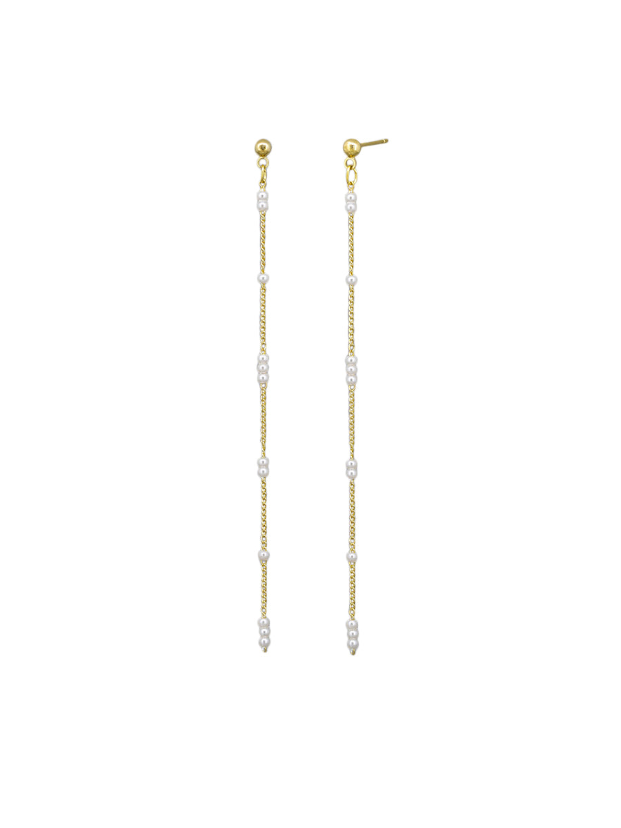 Dainty Chain Earrings GOLD PEARL