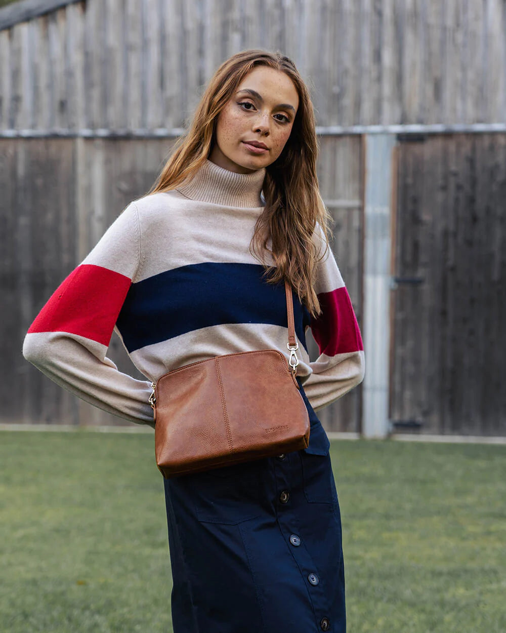 ELMS & KING Large Burbank Crossbody TAN PEBBLE