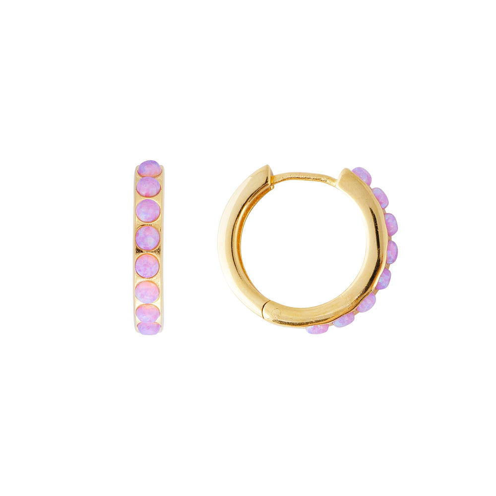 FAIRLEY Crystal Midi Hoops PINK OPAL