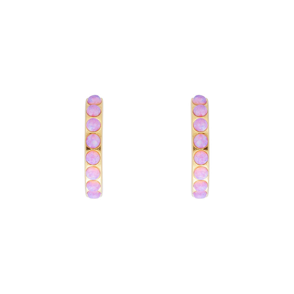 FAIRLEY Crystal Midi Hoops PINK OPAL