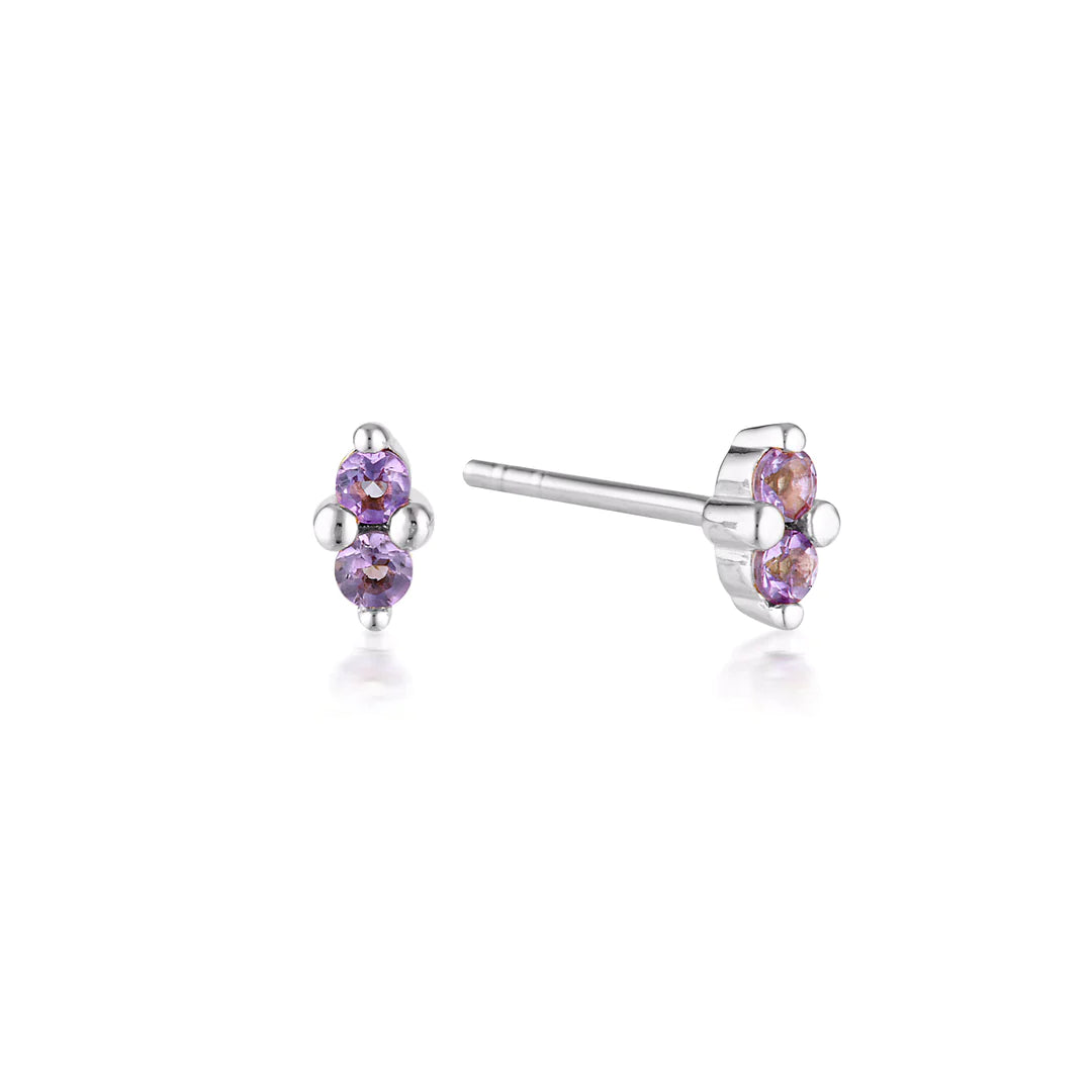 LINDA Birthstone Stud AMETHYST SILVER