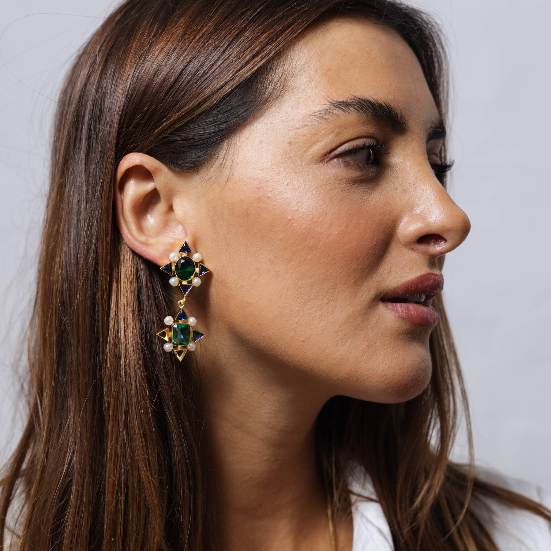 Four Point Gem Earrings GREEN