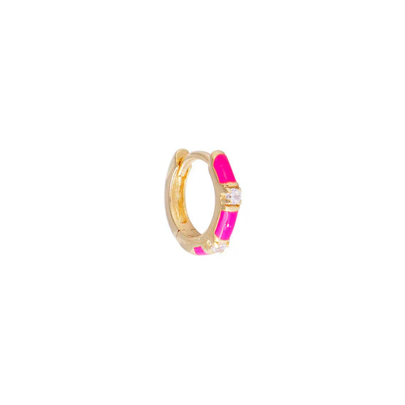 FAIRLEY Enamel Baguette Huggies HOT PINK