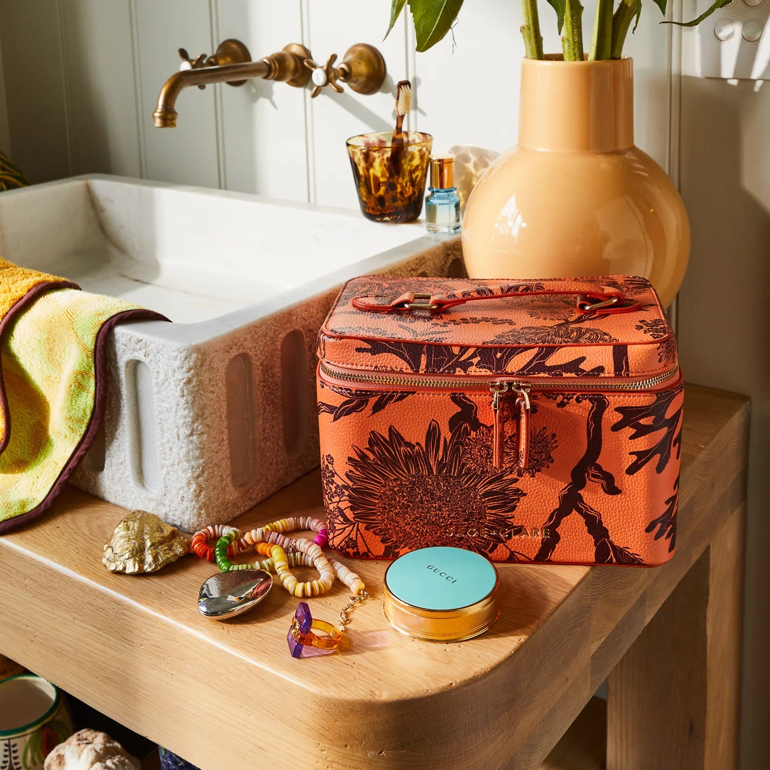 SAGE & CLARE Delphine Vanity Case VIVID CORAL