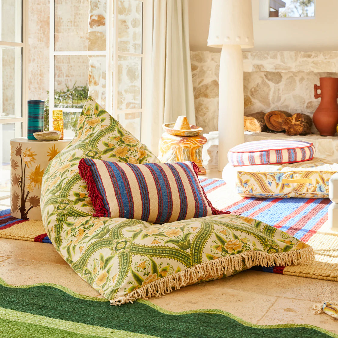 SAGE X CLARE Selene Woven Cushion Azure