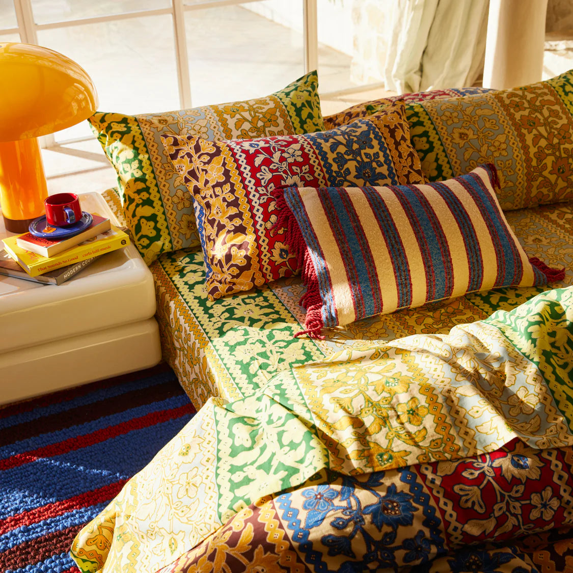 SAGE X CLARE Selene Woven Cushion Azure