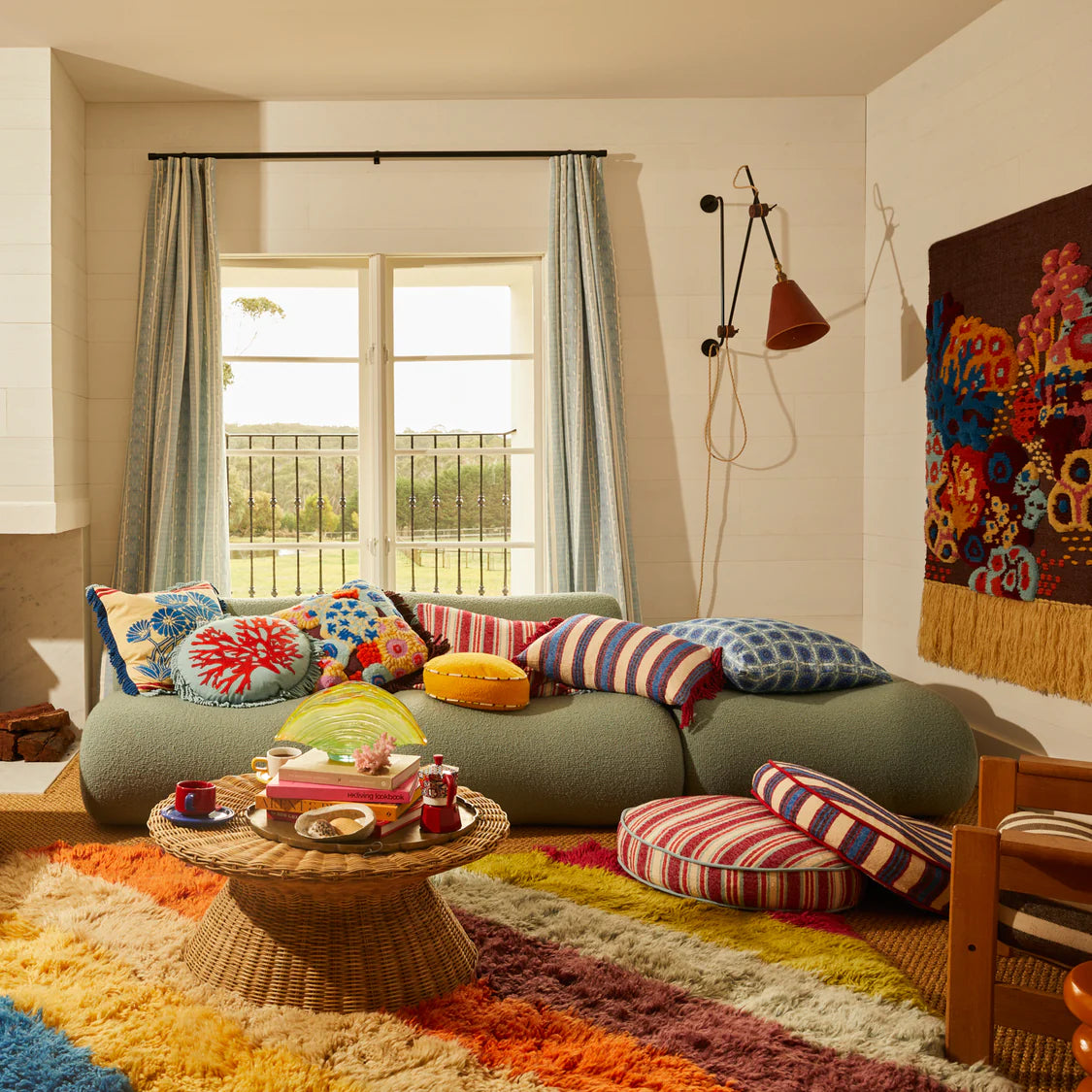 SAGE X CLARE Selene Woven Cushion Azure