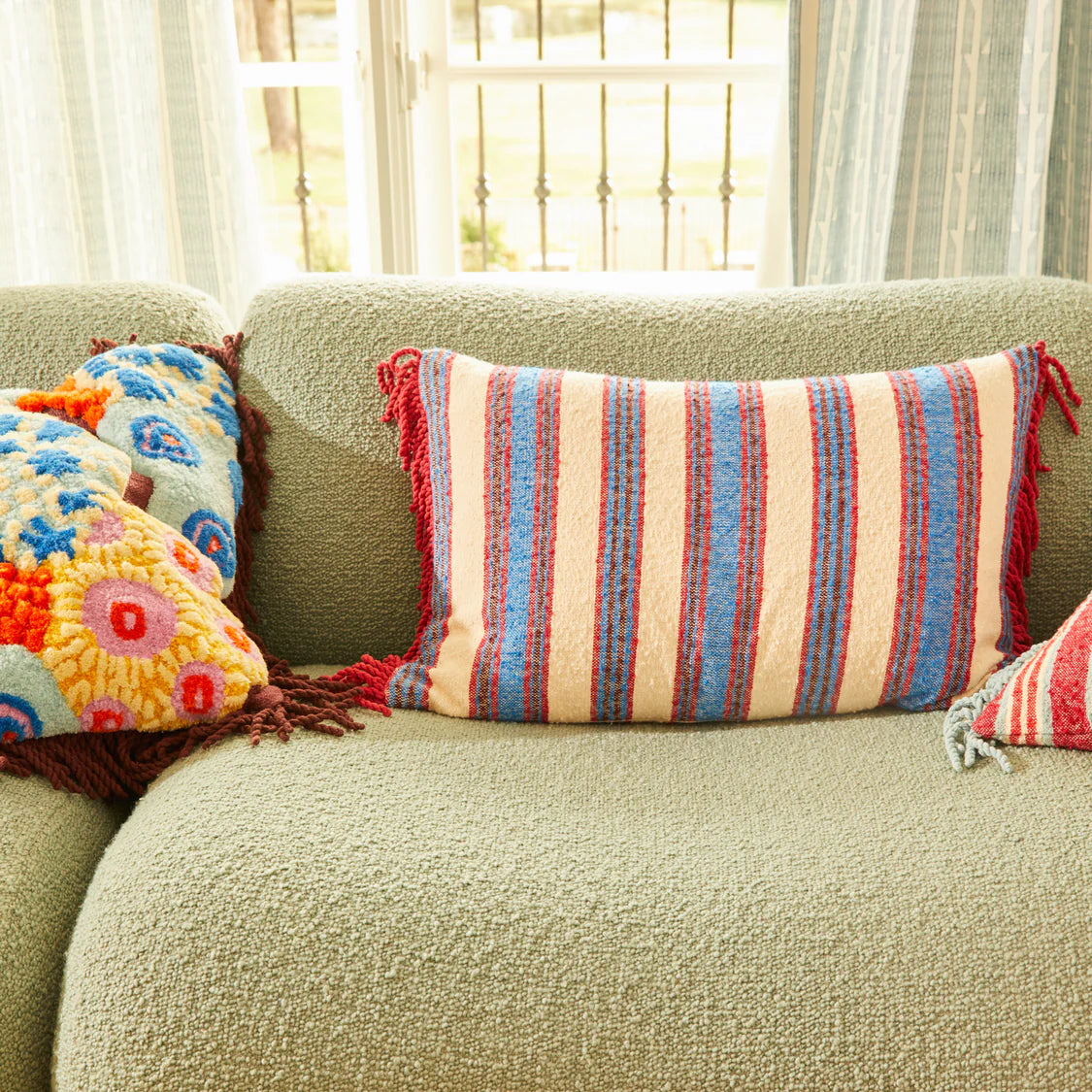 SAGE X CLARE Selene Woven Cushion Azure