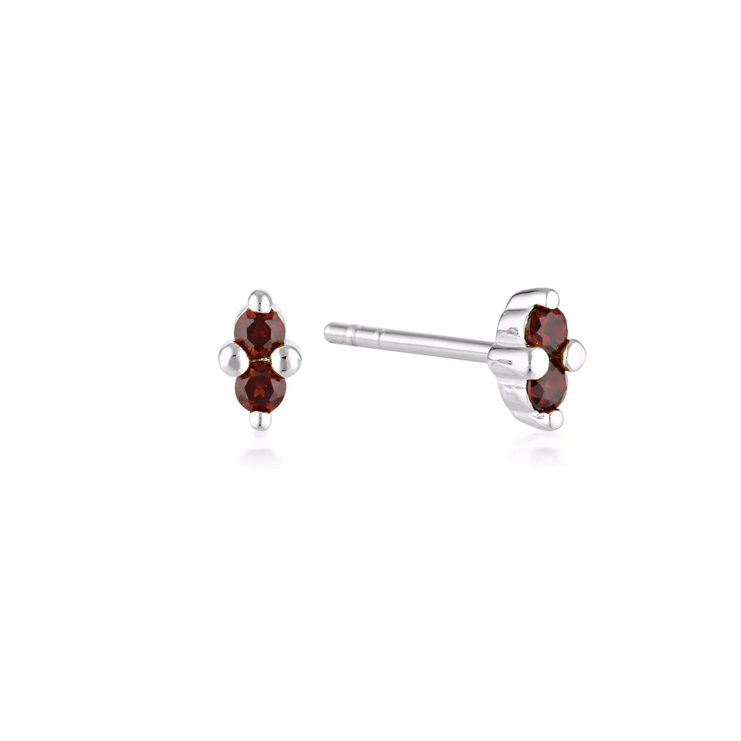 LINDA Birthstone Stud SILVER GARNET