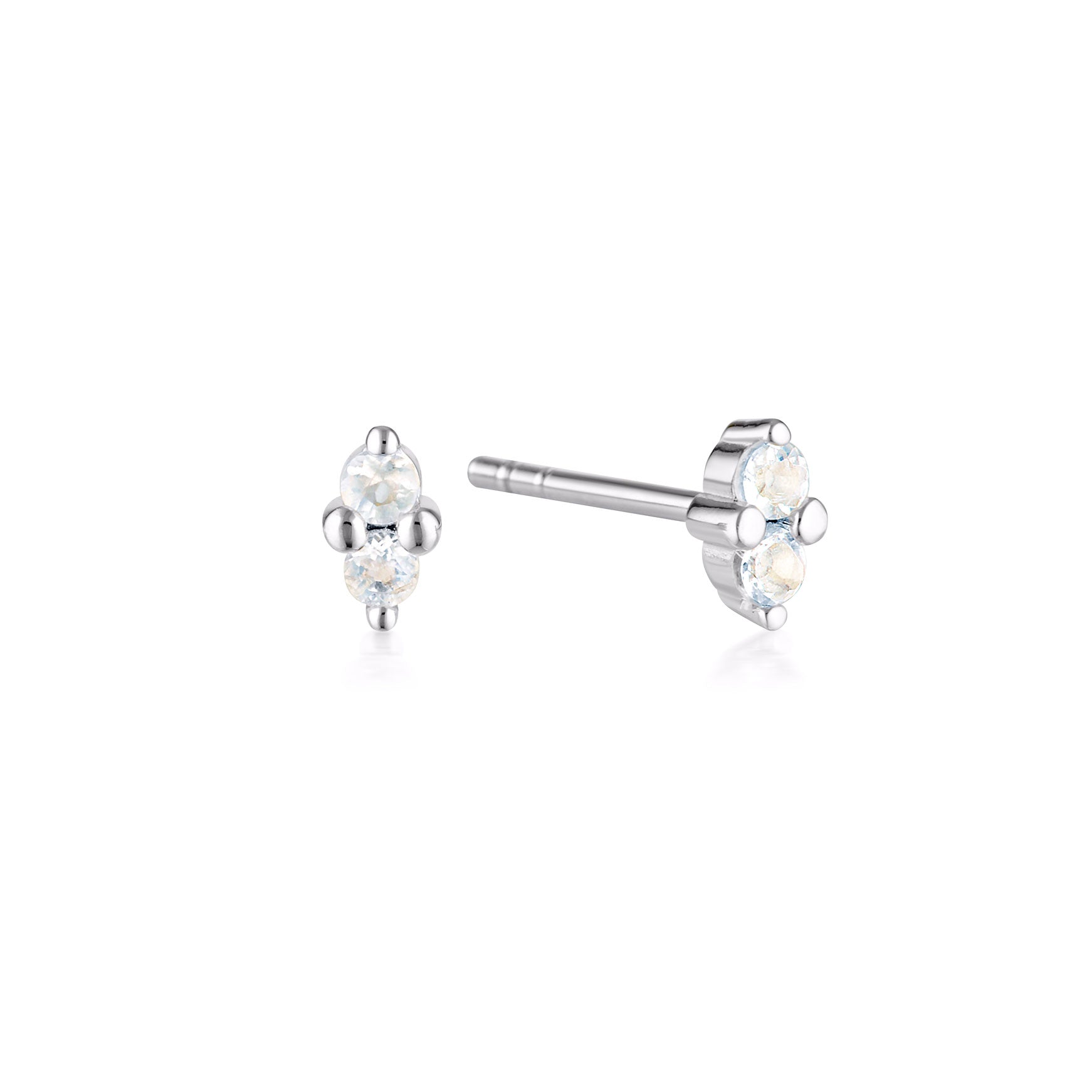 LINDA Birthstone Stud MOONSTONE SILVER