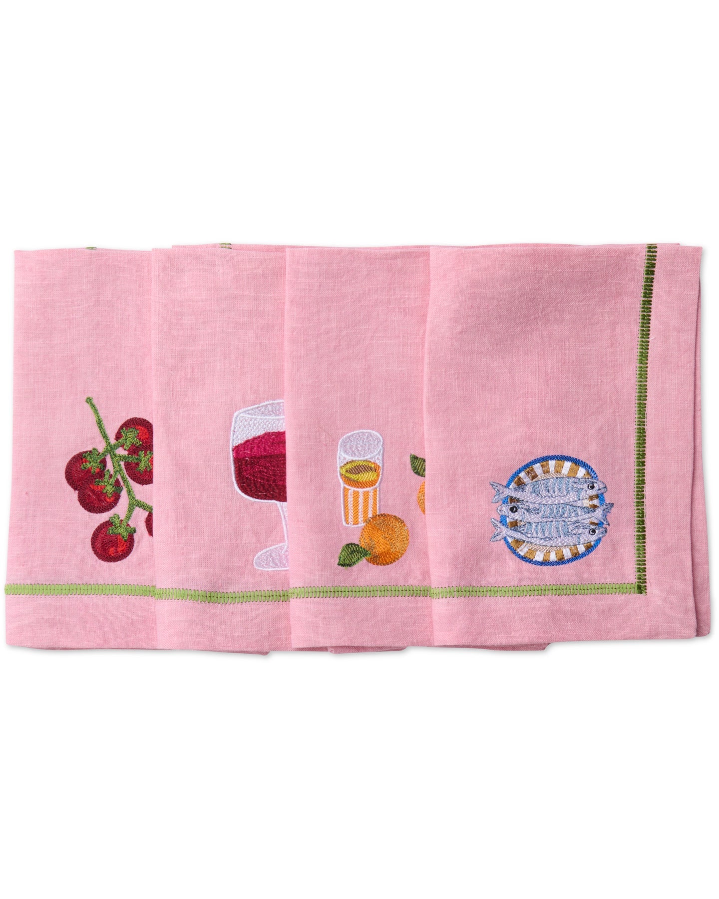 KIP & CO Embroidered Napkin Set 4 SUPPER CLUB