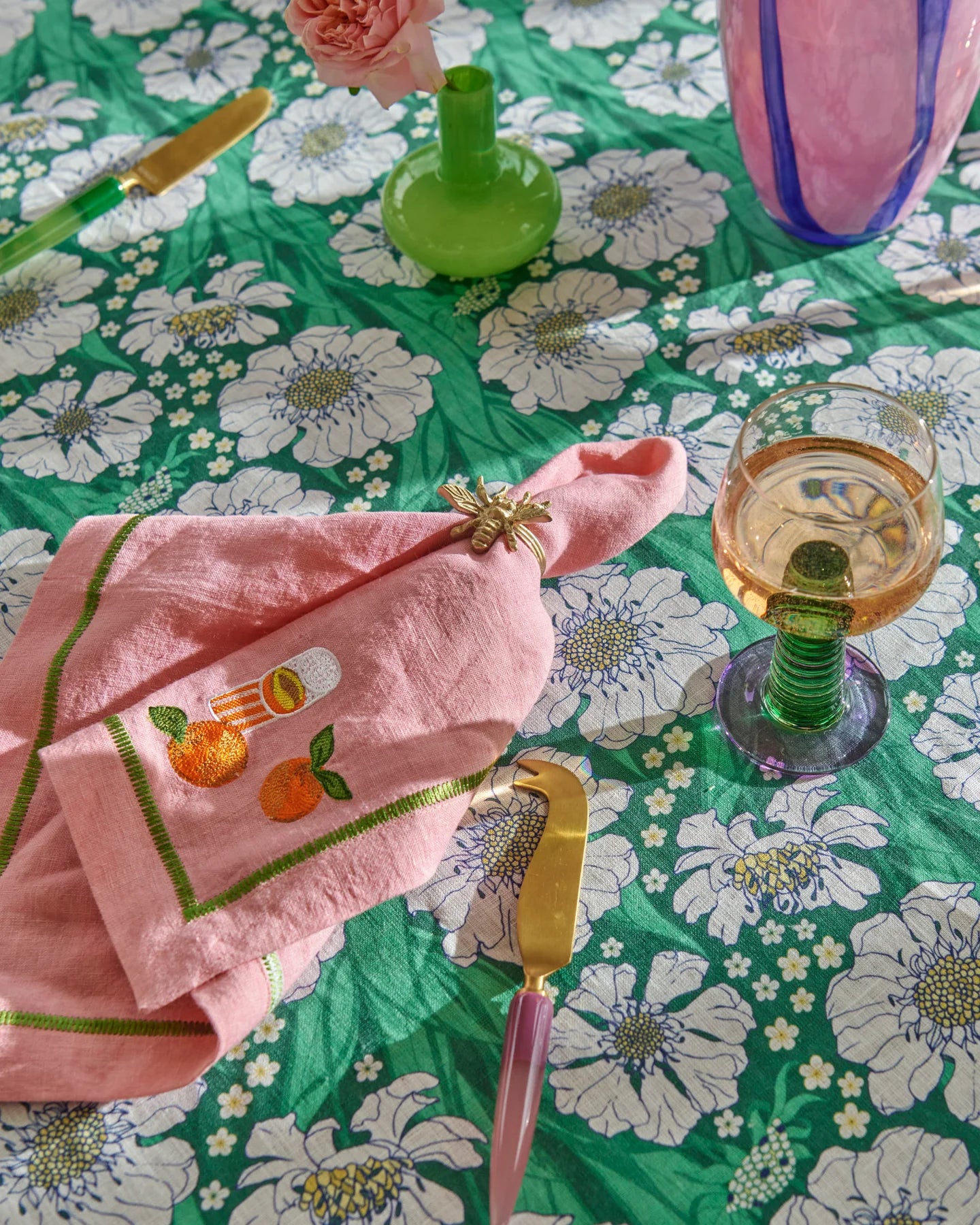 KIP & CO Embroidered Napkin Set 4 SUPPER CLUB