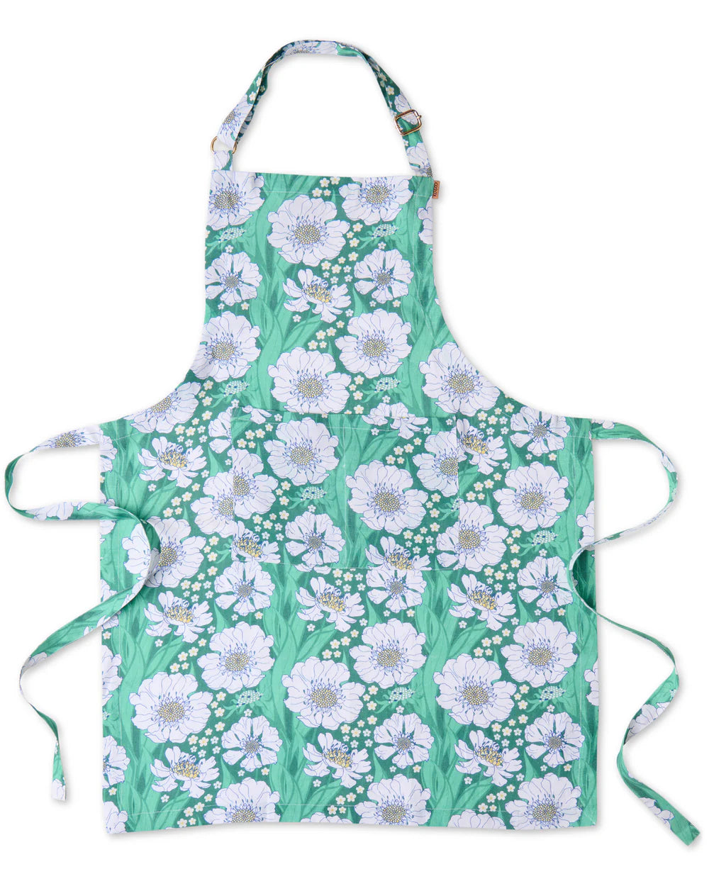 KIP & CO Linen Apron TUMBLING FLOWERS GREEN