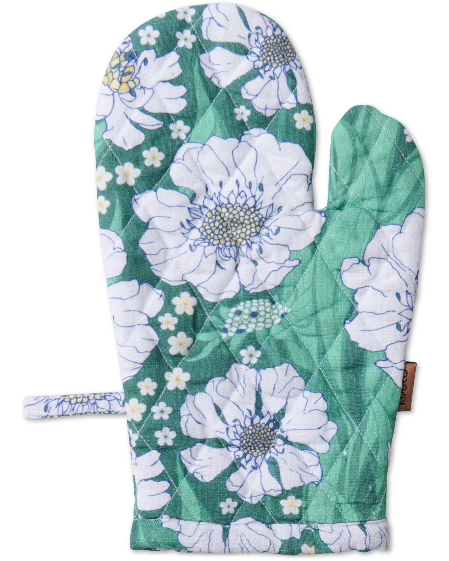 KIP & CO Oven Mitt TUMBLING FLOWERS GREEN