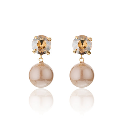 Crystal & Ball Earrings LATTE