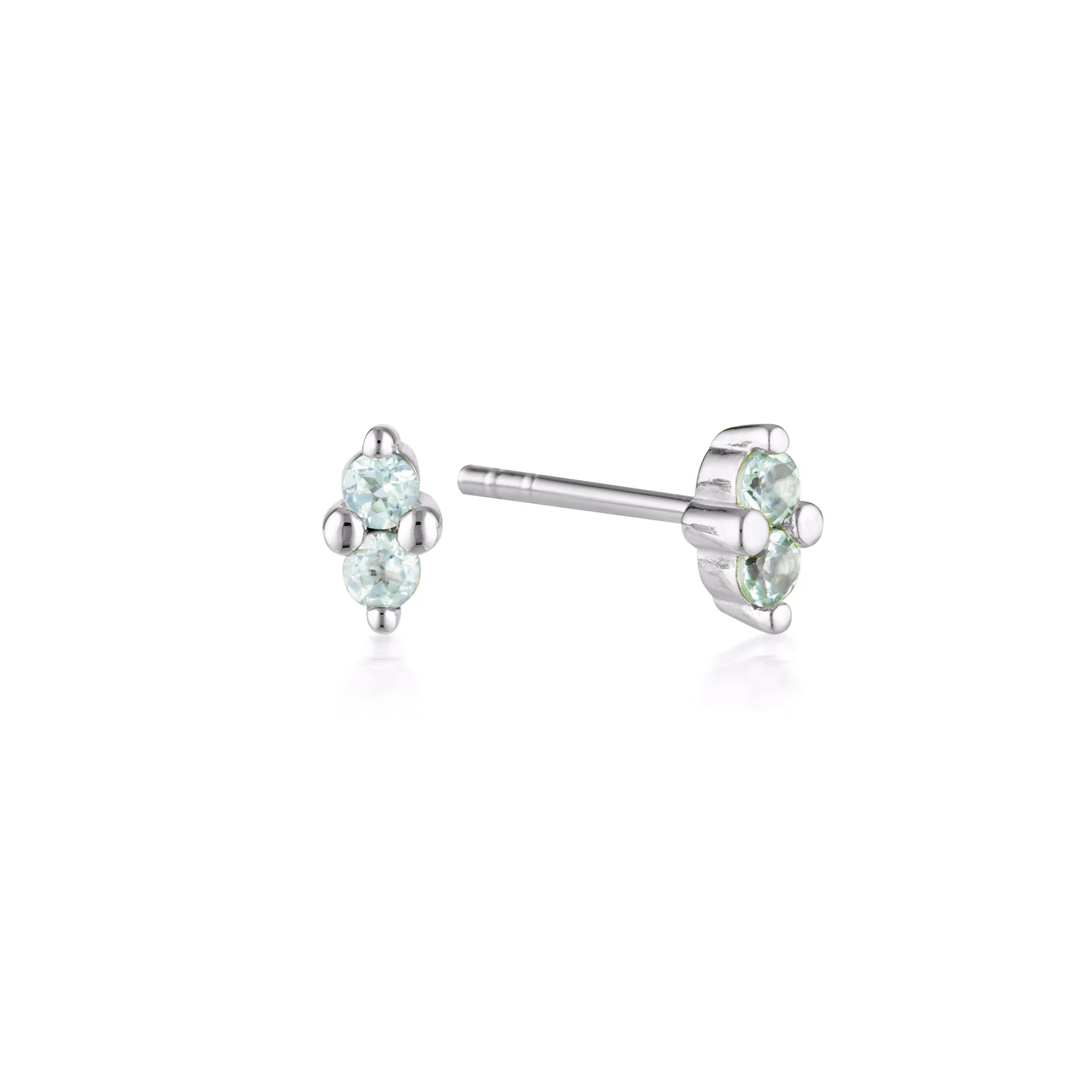 LINDA Birthstone Stud AQUAMARINE SILVER