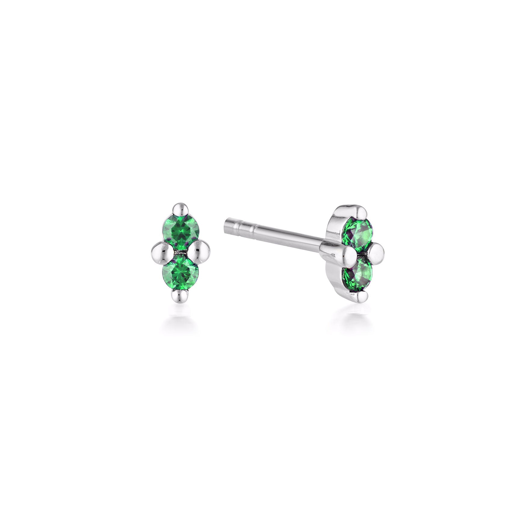 LINDA Birthstone Stud SILVER EMERALD