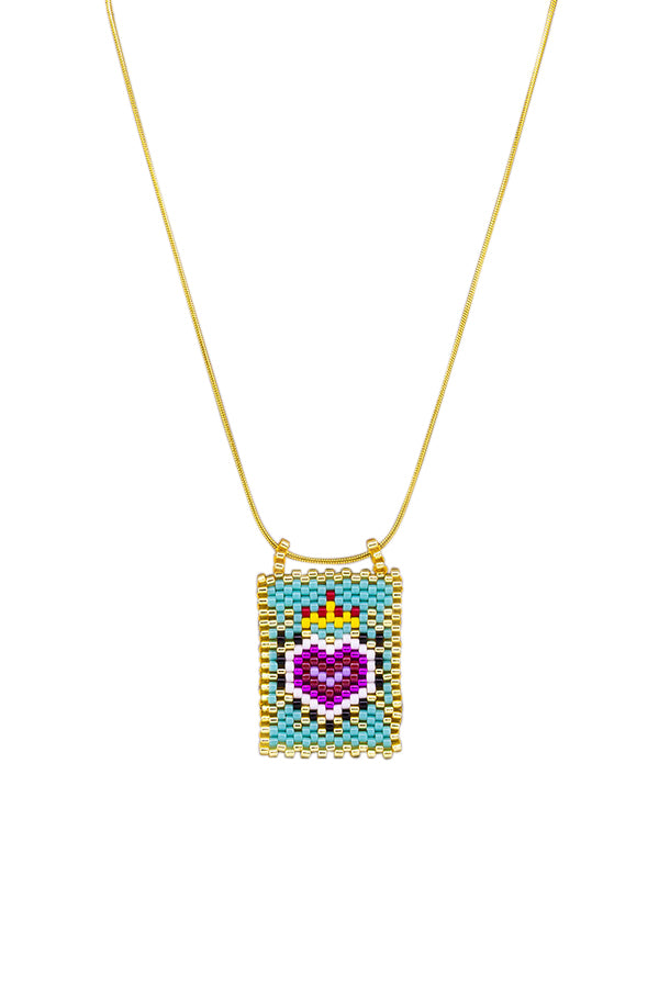 Beaded Heart Necklace TURQUOISE