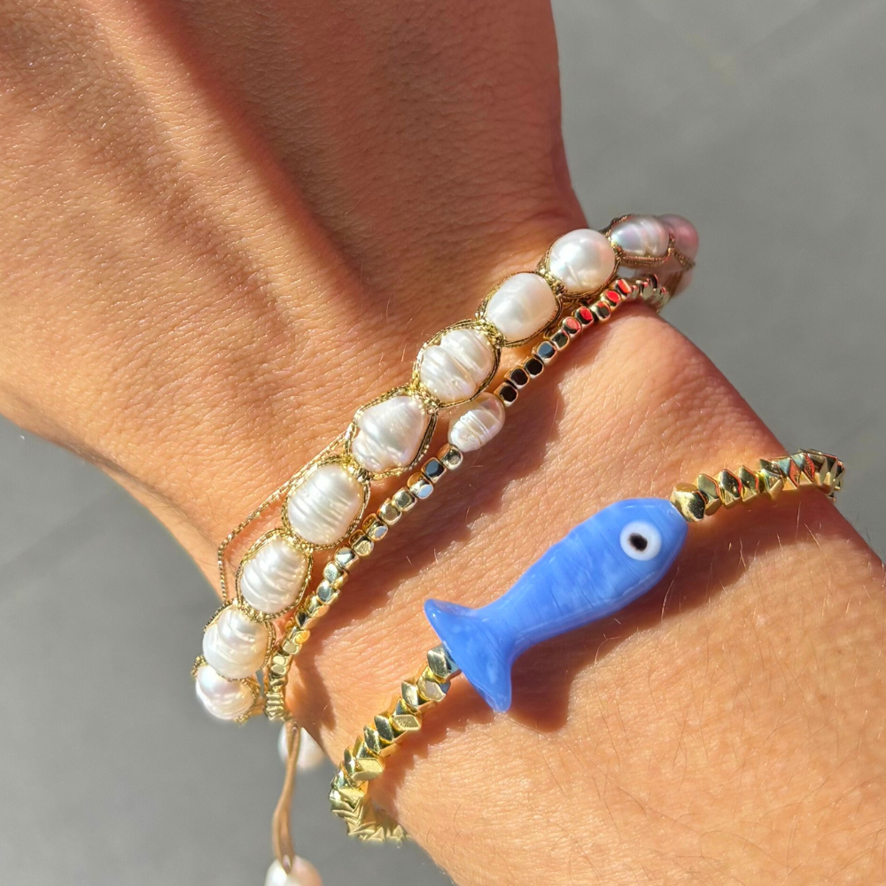 HEI TAI Gold Charm Bracelet SINGLE PEARL