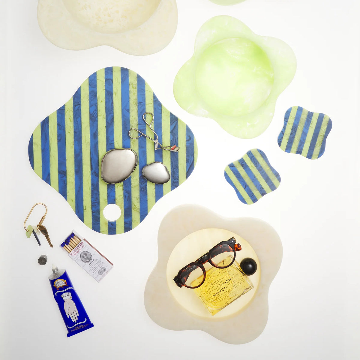 SAGE X CLARE Noellyn Resin Coasters S/2 AZURE