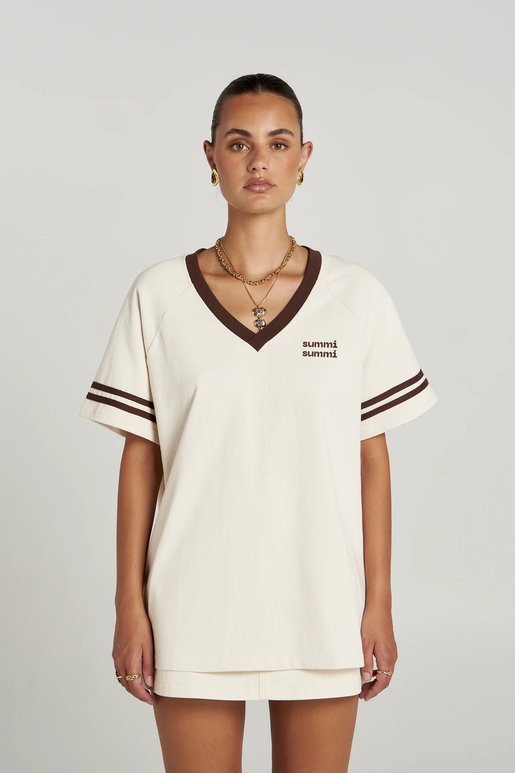 SUMMI SUMMI Reverie V Neck VANILLA/ESPRESSO