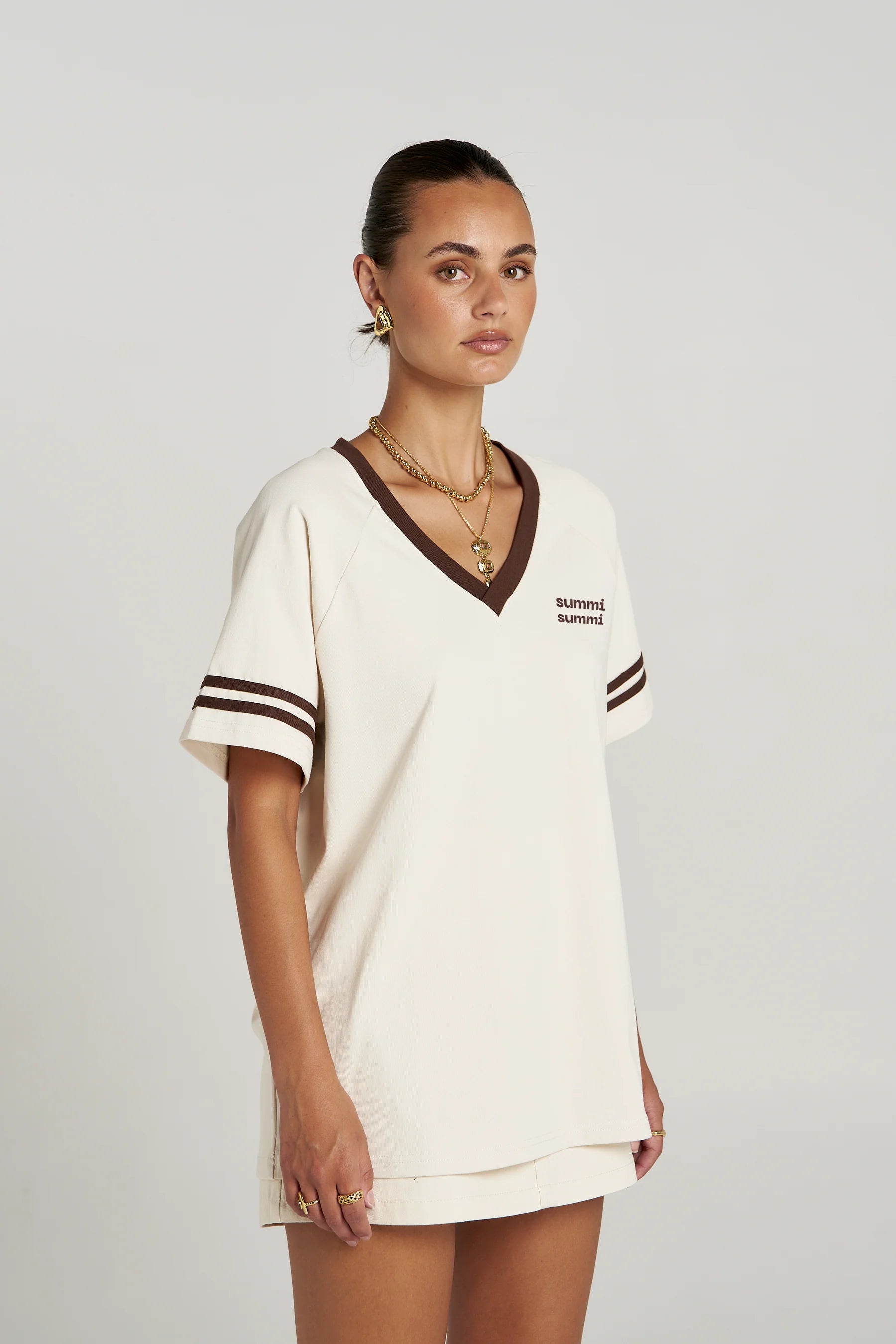 SUMMI SUMMI Reverie V Neck VANILLA/ESPRESSO