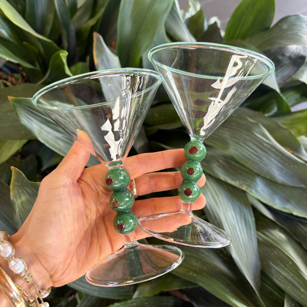 Olive Cocktail Glasses Set 2