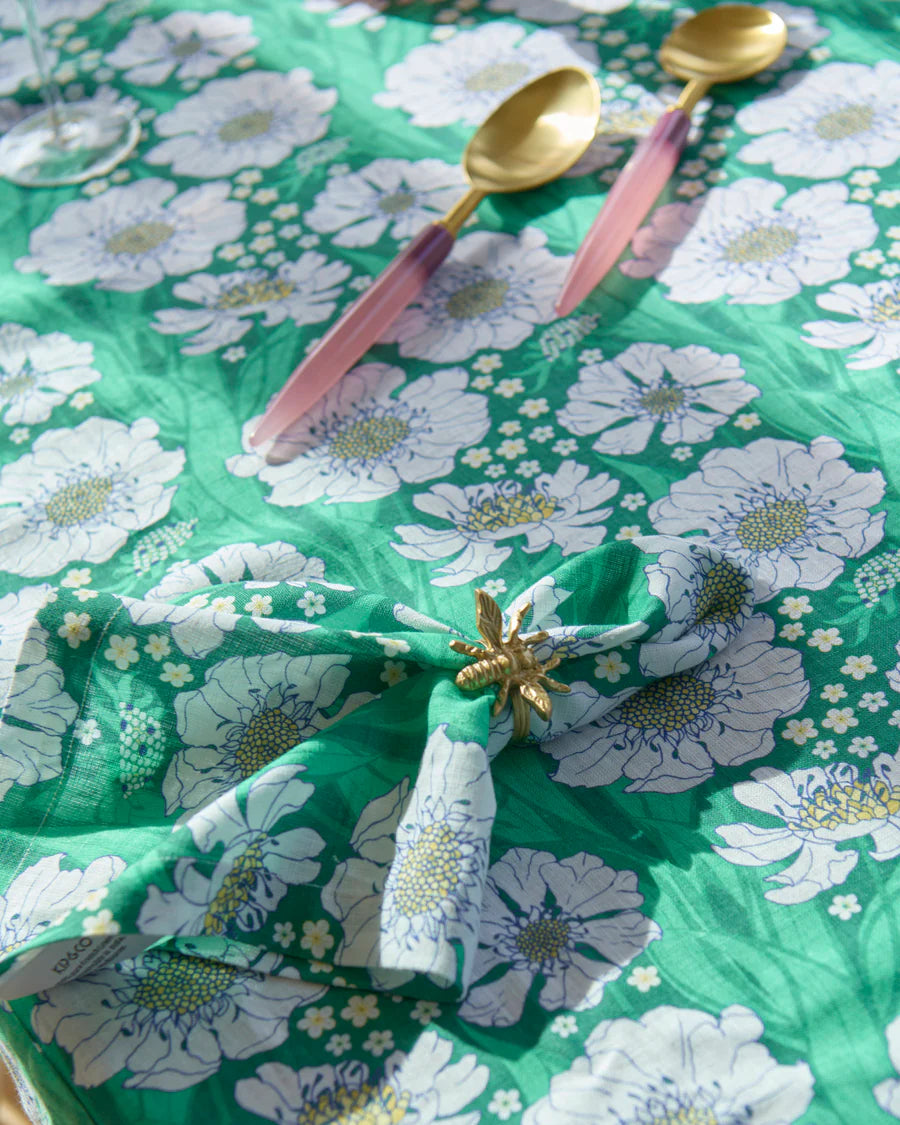 KIP & CO Napkin Set 4 TUMBLING FLOWERS GREEN