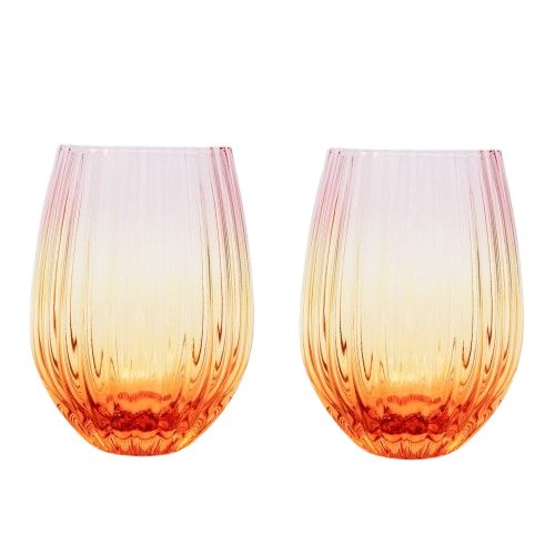 Ellie Stemless Glass PINK & YELLOW