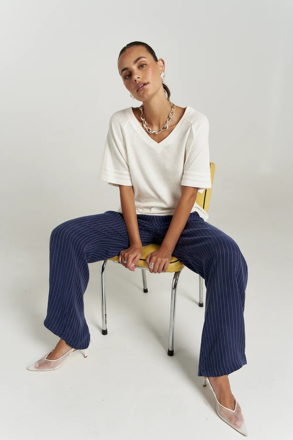 SUMMI SUMMI V Neck Tee VANILLA