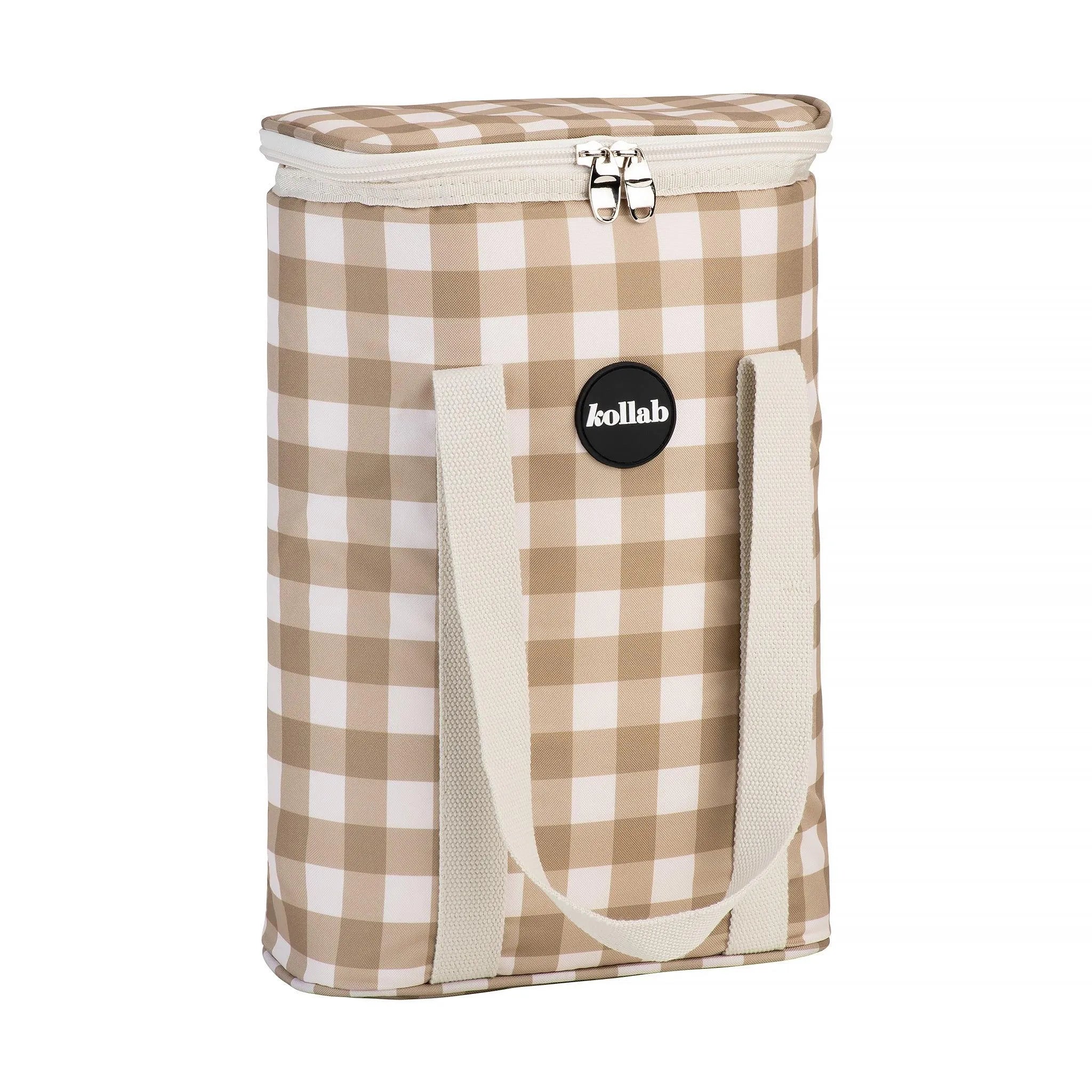 KOLLAB Wine Cooler Bag OLIVE CHECK