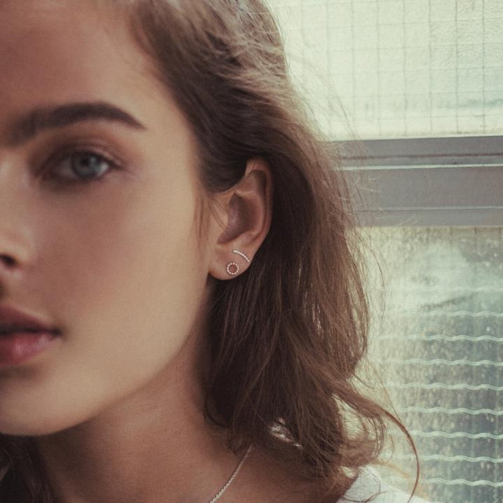 LT - Beaded Circle Stud Earring - SILVER