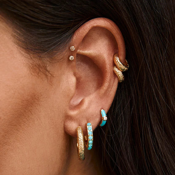 FAIRLEY Crystal Midi Hoops BLUE OPAL