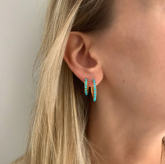 FAIRLEY Crystal Midi Hoops BLUE OPAL
