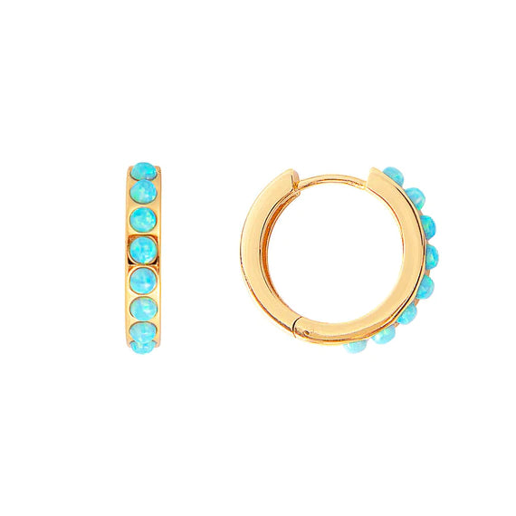 FAIRLEY Crystal Midi Hoops BLUE OPAL